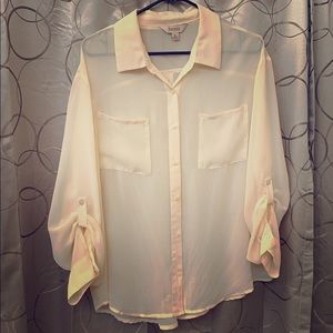 Decree Sheer Button-up Long Sleeve Blouse